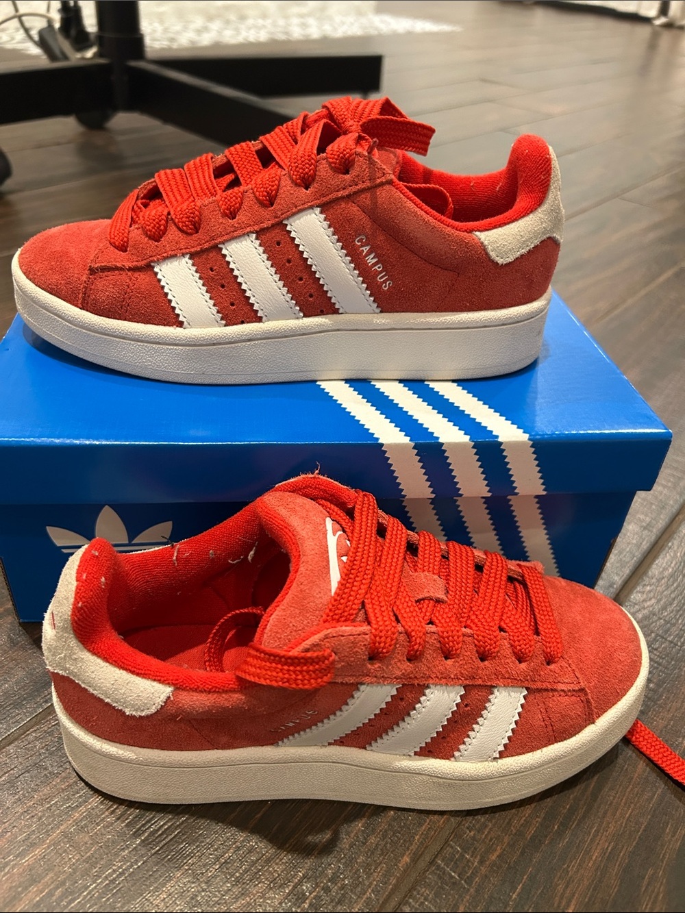 adidas Kids Campus Suede Sneakers in Red and White